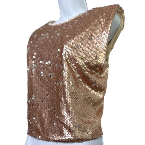 Vestique Sequin Rose Gold Make a Toast Top/L - Picture 2 of 6